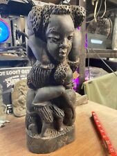 Large Makonde Tree of Life African Mask Wood Carving Mother Child Art Ebony 13" for sale  Shipping to South Africa