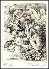 Używany, Hampl Petr Exlibris C3 PF Bookplate Erotic Erotik Nude Nudo Woman Sex n10 na sprzedaż  PL