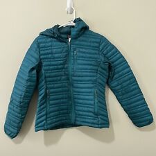 Patagonia Ultralight Goose Down Womens Puffer Jacket Hoody Medium Tobago Blue for sale  Washington