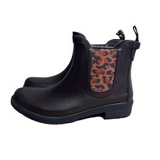 NWT Joules Rutland Dark Brown Leopard Short Ankle Rain Boot Wellies Gumboot 6 for sale  Shipping to South Africa