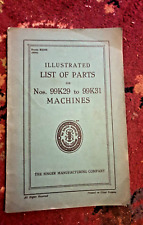 RARE ILLUSTRATED 1920'S PARTS LIST SINGER SEWING MACHINES NOS 99 K29 TO 99 K31 for sale  Shipping to South Africa