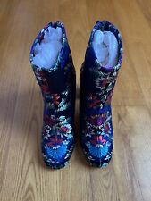 Joie Saleema Brocade Leather/ Satin Ankle Boots Navy women’s Size 9.5B (39.5) for sale  Shipping to South Africa