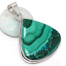 Used, Chrysocolla Malachite 925 Silver Plated Pendant 1.7" Valentine Gift Jewelry GW for sale  Shipping to South Africa