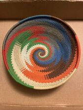 Handmade African Zulu Telephone Wire Basket Bowl Multicolor ~8" Decor Vintage?, used for sale  Shipping to South Africa