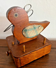 Antique Sewing Box  Thread Spindles Scissor Holder Wood Bird  Drawer Cloth Wings for sale  Shipping to South Africa