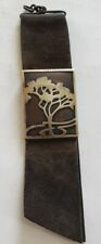 Heintz Sterling On Bronze Watch Fob Unmarked Tree Design Leather 5"  for sale  Shipping to South Africa