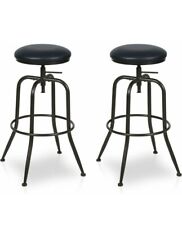 Used, Set Of 2 Industrial Bar Stool Adjustable Suede PU Bar Stool Counter For Kitchen for sale  Shipping to South Africa