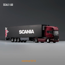 Caminhão Scania 730 de metal fundido vermelho 1:50 trator com recipiente semi-reboque modelo carro brinquedo, usado comprar usado  Enviando para Brazil