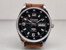 Usado, Relógio de pulso masculino Citizen automático couro data do dia elegante mostrador preto 36M Japão comprar usado  Enviando para Brazil