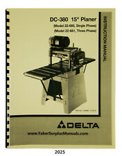 Delta DC-380 15" Planer 22-675 & 22-680 Instruction & Parts List Manual #2025 for sale  Goddard