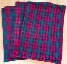 Três toalhas de chá de algodão indiano tartan vermelho e verde não usadas comprar usado  Enviando para Brazil