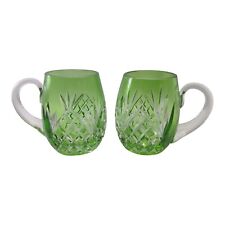 Used, Vintage Cut To Clear Green Beer Mug Crystal Cups Lot Of 2 for sale  Shipping to South Africa