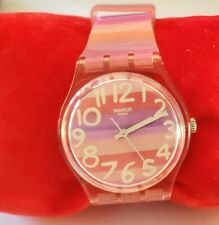 SWATCH Unisex ORIGINAL GP 140 WATCH (ASTILBE PINK & PURPLE RAINBOW) Rare! for sale  Shipping to South Africa