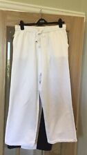 Lightweight Cotton Blend Elasticated Drawstring Waist White Trousers 16 Ladies for sale  COLNE