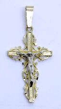 Pingente ornamentado cruz religiosa cristã Jesus crucifixo de ouro 14K 1,4 g 2 tons comprar usado  Enviando para Brazil
