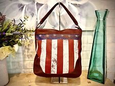 BOLSA DE OMBRO HOBO COURO BANDEIRA AMERICANA CORVO XERILO comprar usado  Enviando para Brazil