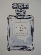 Desenho original para lavagem de caneta e tinta de um frasco de Chanel No. 19 perfumes comprar usado  Enviando para Brazil