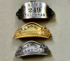 3 Vintage TRAIN UNIFORM CAP BADGES C & O RR / S.I.R.T Railways Staten Island NY for sale  Shipping to South Africa