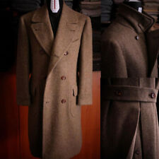 Trench coat masculino outono inverno longo quente peito duplo mistura de lã comprar usado  Enviando para Brazil