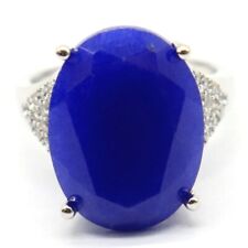 Anéis de noivado femininos grandes de prata com pedra preciosa safira azul real CZ 7,5  comprar usado  Enviando para Brazil