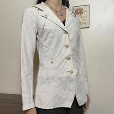 00s Cop Copine White Striped Hooded Coat Jacket 350f for sale  Shipping to South Africa
