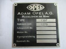 Nameplate opel 1397 for sale  Shipping to Ireland