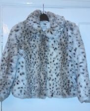 white leopard faux fur coat for sale  LONDON