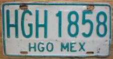 SINGLE MEXICO state of HIDALGO LICENSE PLATE - 1992/97 - HGH 1858, used for sale  Shipping to South Africa