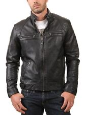 Black Men's Genuine Soft Lambskin Leather Jacket Handmade Motorcycle Biker Wear for sale  Shipping to South Africa