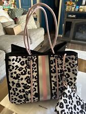 Bolsa tote de neoprene estampa de leopardo preta cinza rosa transporte toda a praia comprar usado  Enviando para Brazil