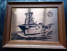 Vintage Framed HMS Ark Royal Etchmaster England Copper Plaque 31 x 24.5cm for sale  HASTINGS