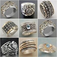 Lindos anéis de prata 925 femininos de zircônia cúbica anel de casamento tamanho 6-10 comprar usado  Enviando para Brazil