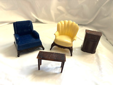 Cadeira azul vintage cadeira creme mesa rádio plástico casa de bonecas móveis em miniatura comprar usado  Enviando para Brazil