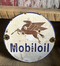 MOBILOIL Porcelain Metal Service Station Oil Gas Pump Plate Sign MOBIL PEGASUS for sale  Shipping to Canada