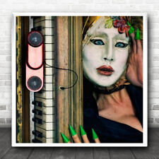 Maschera pianoforte tastiera donna occhi ritratto strumento viso stampa arte da parete usato  Spedire a Italy
