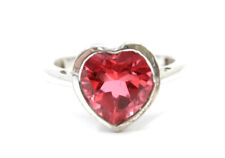 .925 STERLING SILVER Clear Red Glass Heart Cut Cocktail Ring, Size O.5 3.7g -G10 for sale  LEEDS
