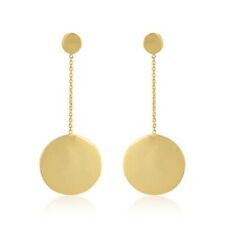 Round Drop Disc Earrings with Long Round Link Chain in Gold Plated Jewelry Gift comprar usado  Enviando para Brazil