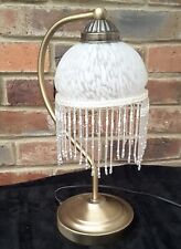 Vintage Table Lamp Antique Gold  Glass Beaded Shade Art Deco Style Touch Lamp, used for sale  Shipping to South Africa