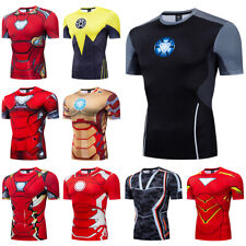 Camisetas masculinas de manga curta Iron Man super-herói compressão academia, usado comprar usado  Enviando para Brazil
