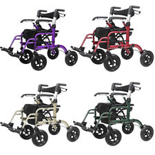 Used, Deluxe OEM ELENKER Rollator Walker 2 in 1 Medical Aid Transport Chair Wheelchair for sale  Shipping to South Africa