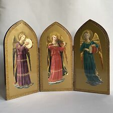 Tríptico florentino de colección 12,25" después de Fra Angelico músico ángeles icono artístico segunda mano  Embacar hacia Mexico