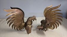 pair vintage brass roosters for sale  English