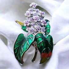 Enamel Lilac Flower Brooch Vintage Style , used for sale  Shipping to South Africa