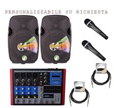 Impianto Audio Karaoke Completo Mixer Bluetooth + Casse Amplificate + Microfoni  usato  Atripalda