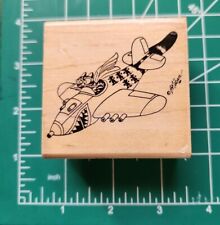 RARE- B. KIiban "Ace" Rubber Stamp awesome Condition: cat flying fighter Jet B1 for sale  Shipping to South Africa