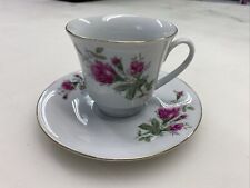 Chinese Teacup And Saucer, Pink Rose Pattern Gold Trim for sale  Shipping to South Africa