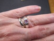 Lindo anel de prata esterlina solitário de ametista roxo claro 'flutuante' tamanho 7, usado comprar usado  Enviando para Brazil