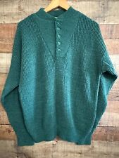 Suéter pescador lã Henley vintage LL Bean masculino grande fio de alta caminhada verde comprar usado  Enviando para Brazil
