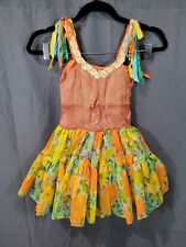 Fantasia feminina vintage fantasia vestido anos 60 laranja metálico floral vestido torneira W 10", L 23" comprar usado  Enviando para Brazil