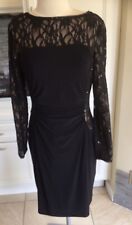 Black Lace Sequin Spliced Twist Knot Waist Long Sleeve Ralph Lauren Size 10P for sale  Shipping to South Africa
